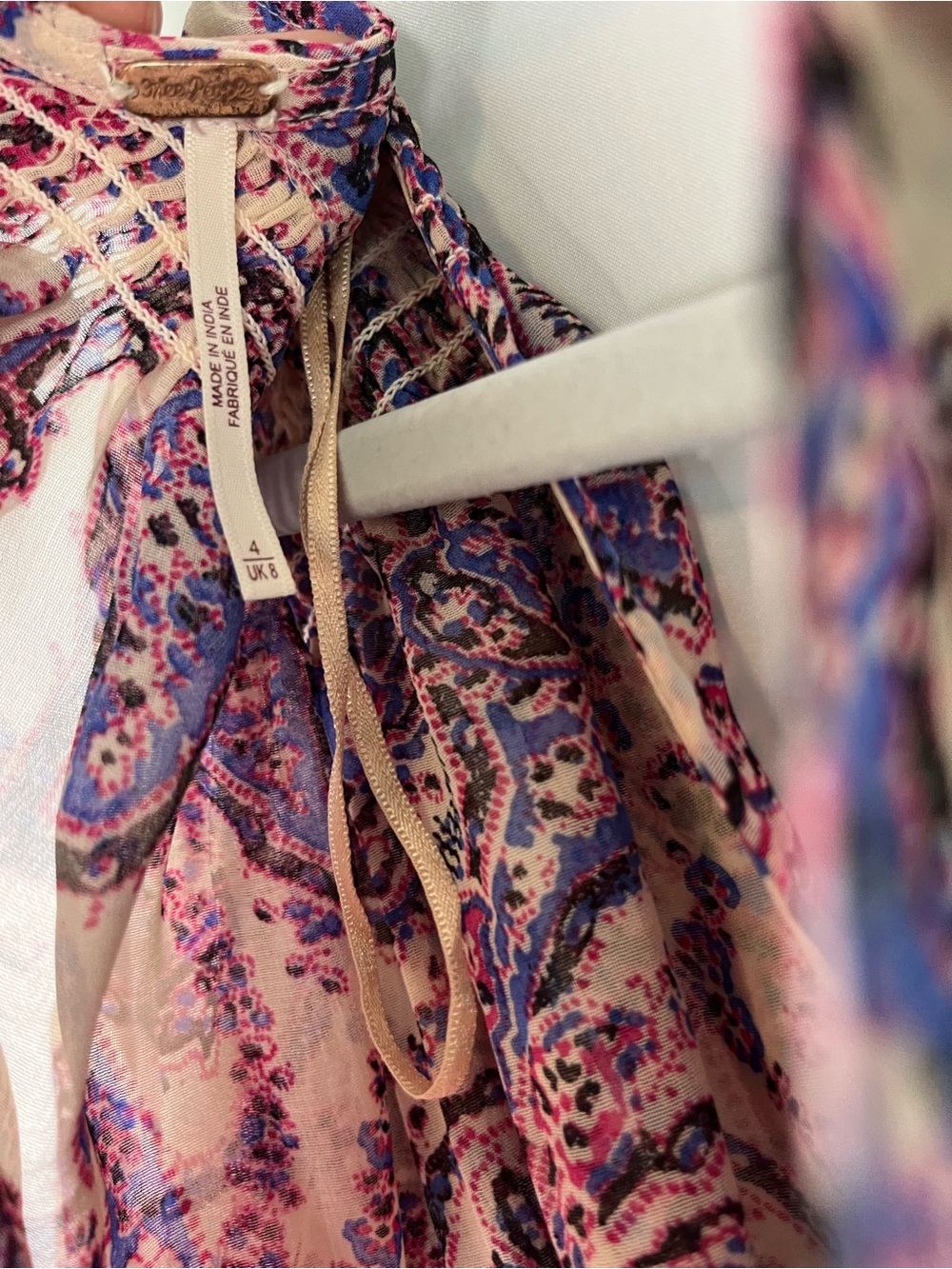 Free people mirage tiered flowy maxi dress paisley print boho tassel sz 4 - Picture 12 of 15